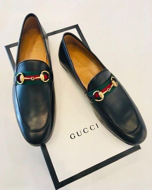 Gucci Black Horsebit Web Loafers