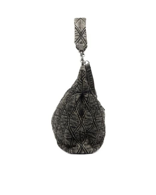 DIESEL Black Charm-D Quilted Shoulder Bag