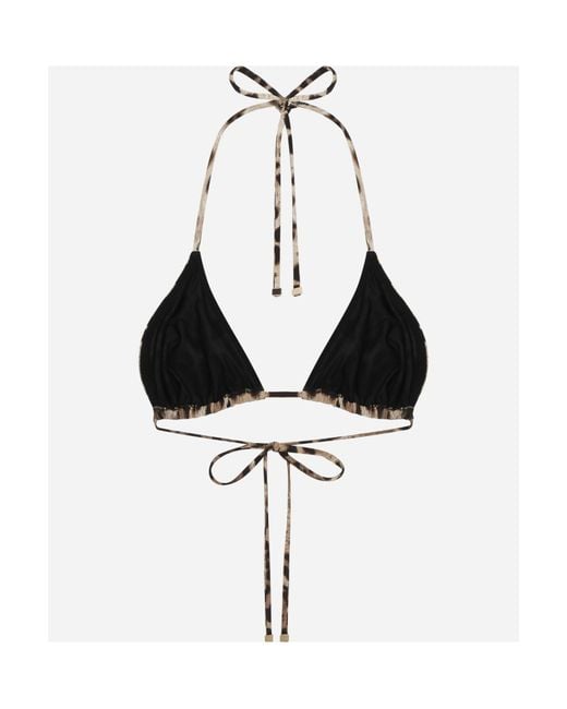 Dolce & Gabbana Metallic Leopard-Printed Tie Fastened Bikini Top