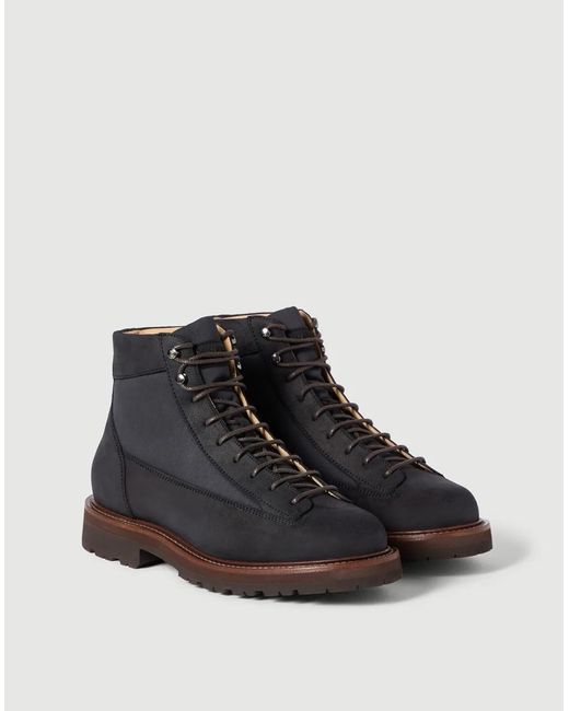 Brunello Cucinelli Black Suede And Techno Fabric Urban Outdoor Boots for men