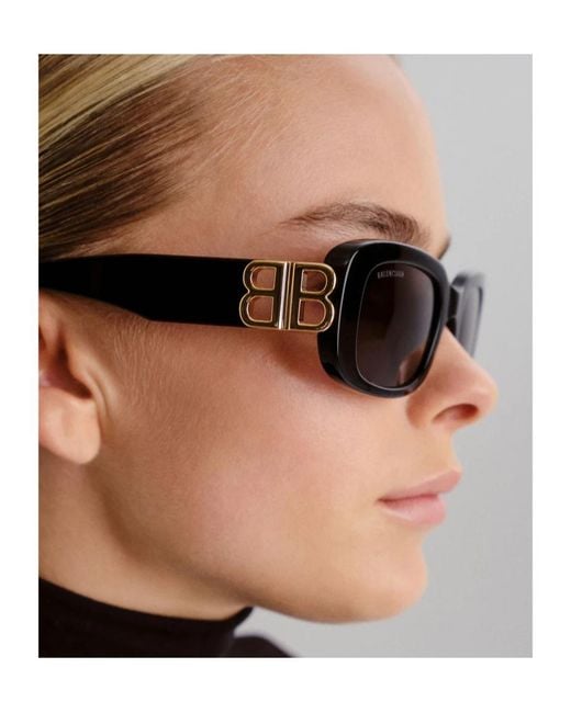 Balenciaga Black Eyewear Rectangular Frame Sunglasses