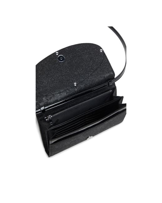 DIESEL Black 1Dr Logo-Plaque Glitter Wallet