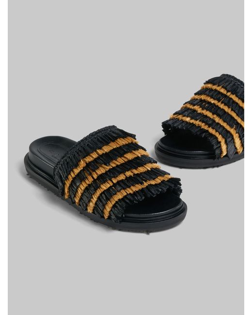 Marni Black Fringe Slide Sandal
