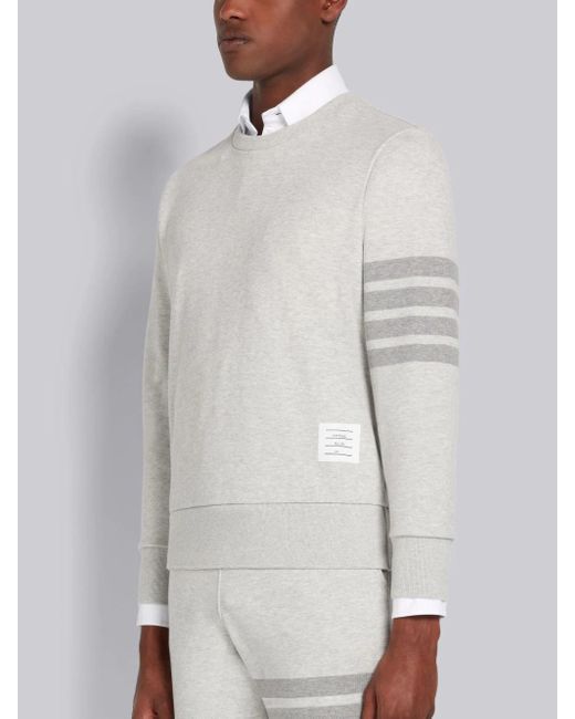 Thom Browne White Bar Crewneck Sweatshirt for men
