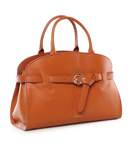 Coccinelle Brown Sabine Logo Stamp Medium Tote Bag