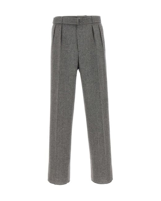 Tagliatore Gray Pleated Wide-Leg Pants for men