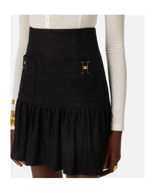 Elisabetta Franchi Black Jewel Detailed Skirt