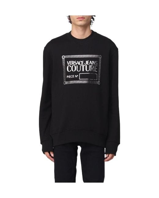Versace Jeans Black Round-Necked Logo Sweater for men