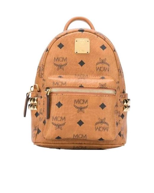 MCM Brown Repeat Logo Backpack