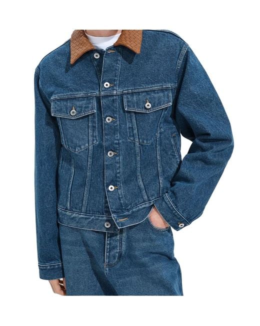 Bottega Veneta Blue Contrast Collar Denim Jacket for men
