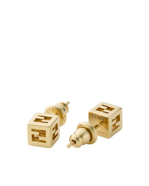 Fendi Metallic Faces Stud Earrings