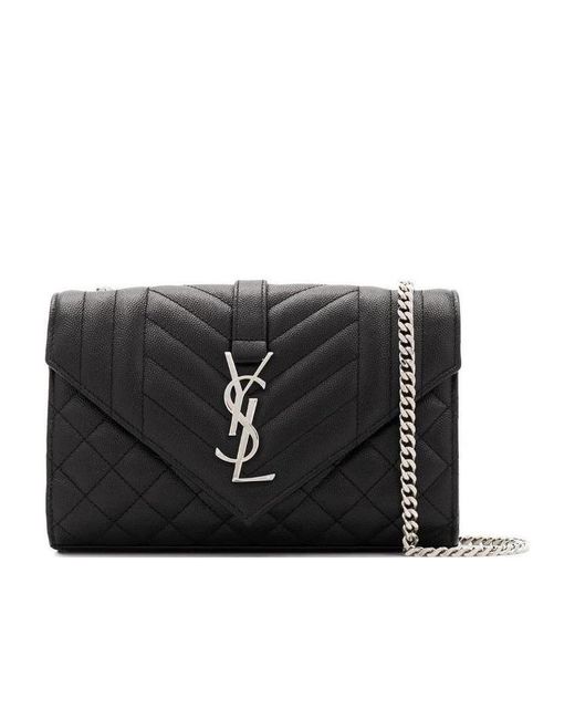 Saint Laurent Black Envelope Matelassé Small Crossbody Bag