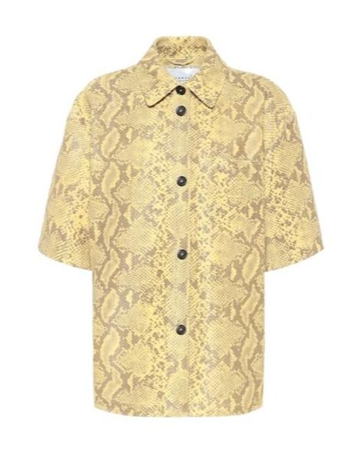 Common Leisure Metallic Snake-Effect Leather Shirt