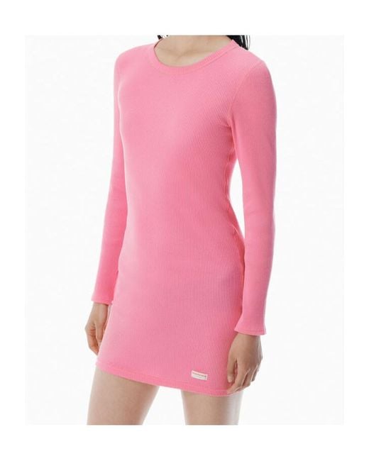 Alexander Wang Pink Long-Sleeve Loungewear Minidress