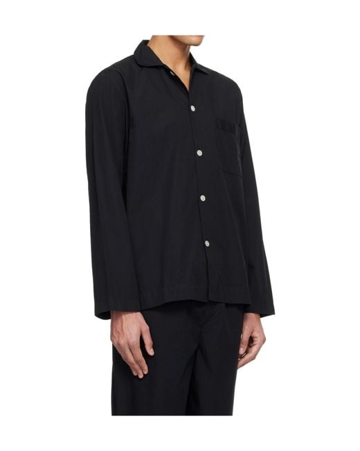 Tekla Blue Collared Pajama Shirt for men
