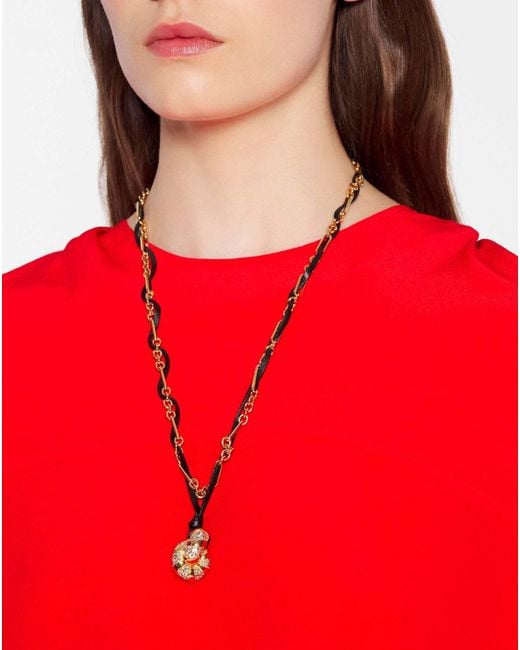 Lanvin Red Relaxed Fit Draped Blouse