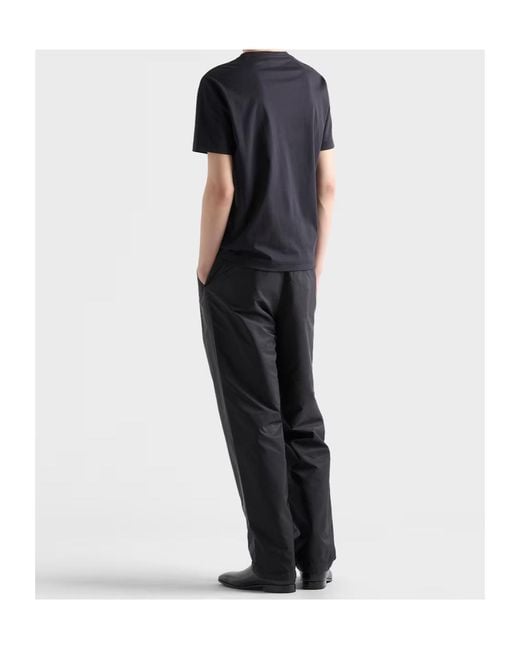 Prada Black Logo-Embroidered Short-Sleeve T-Shirt for men