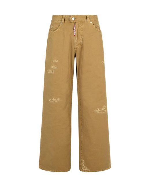 DSquared² Natural Distressed Straight-Leg Trousers