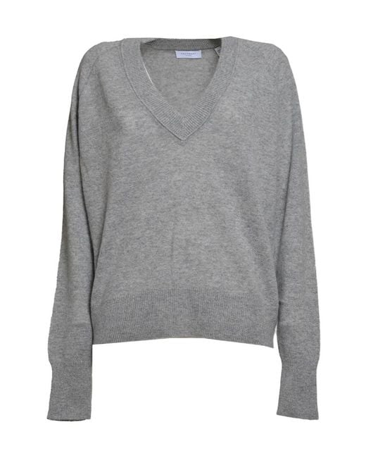 Equipment Gray V-Neck Knitted Jumper