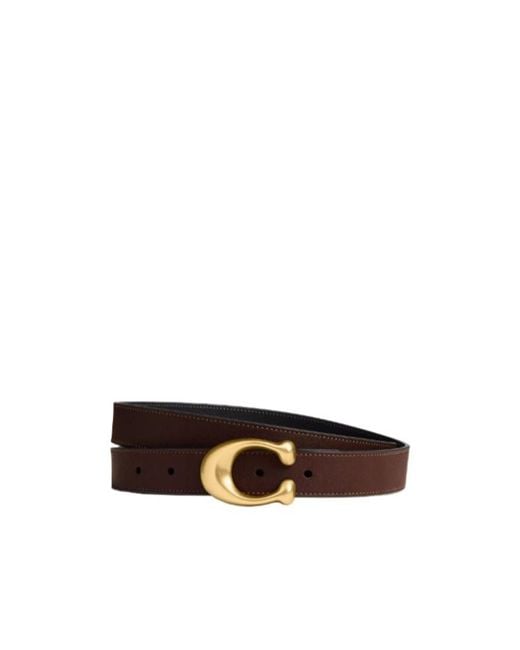 COACH White Sculpted C Buckle Reversible Belt, 25 Mm