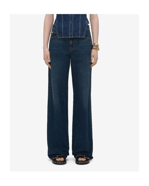 McQueen Blue Wide-Leg Jeans