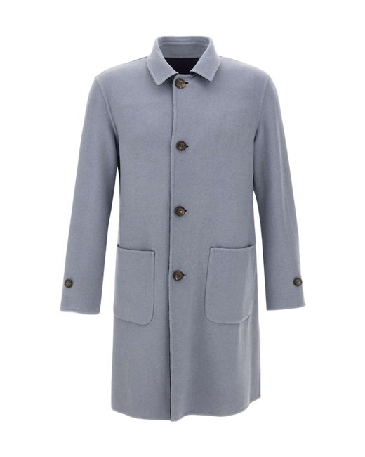 Eleventy Blue Double-Sided Reversible Coat for men