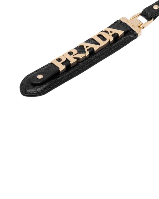 Prada White Saffiano Logo Plaque Key Ring for men