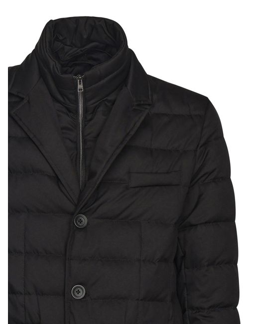 Herno Black Layered-Effect Quilted Down Jacket for men