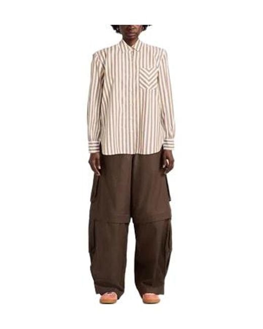 Rag & Bone White Vertical Striped Collared Long-Sleeve Shirt