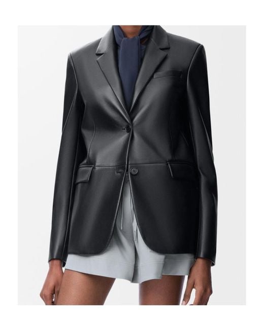 Loewe Black Single-Breasted Leather Jacket
