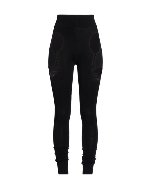 Rick Owens Black Plain Colour Leggings