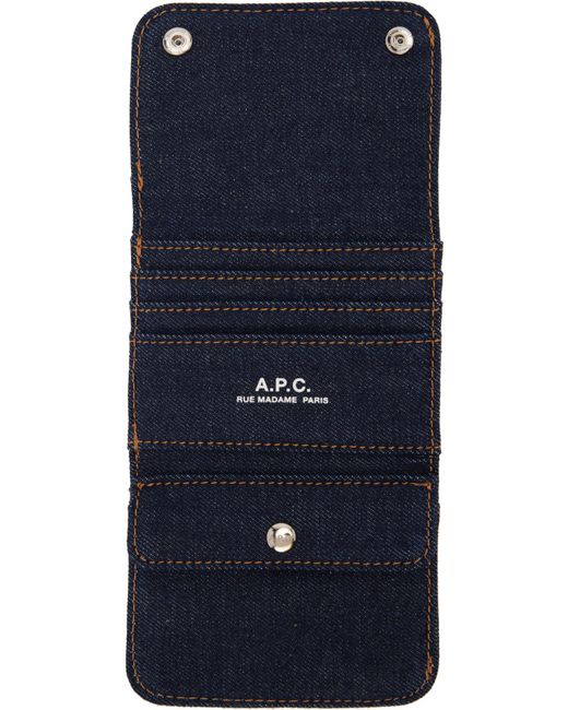A.P.C. Blue Trifold Wallet for men