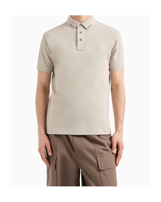 Emporio Armani White Piquet Polo Shirt for men