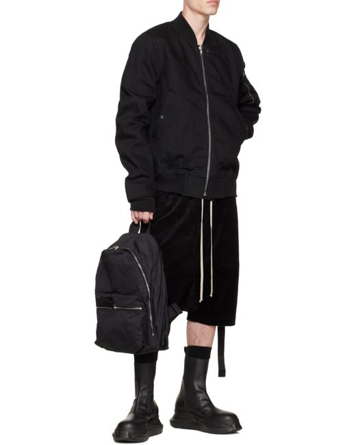 Rick Owens Black Logo Zipper Baseball Jacket for men