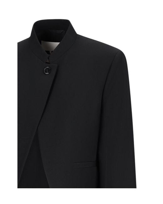 Jil Sander Black Mandarin-Collar Wool Jacket