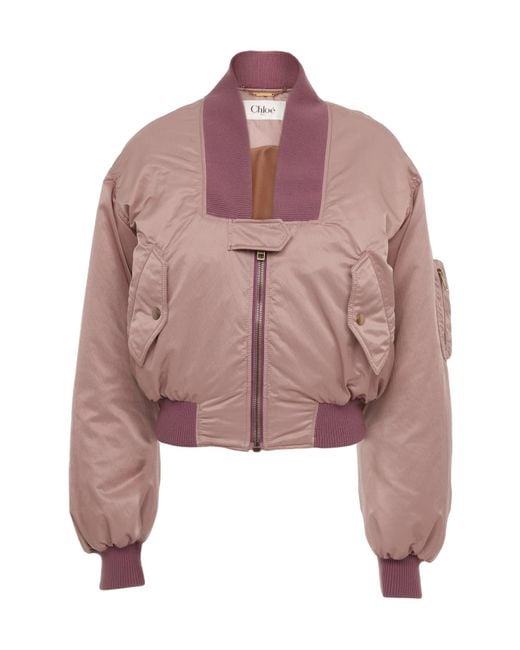 Chloé Pink Chloé Maxi-Collar Bomber Jacket
