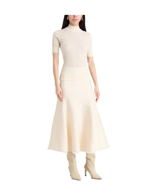 Max Mara White Turtleneck Short-Sleeve Ribbed Knit Top