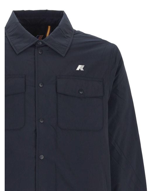 K-Way Blue Logo Patch Press-Stud Jacket for men