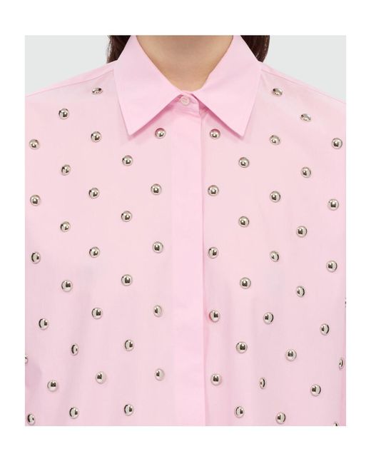 MSGM Pink Studded Long-Sleeve Shirt