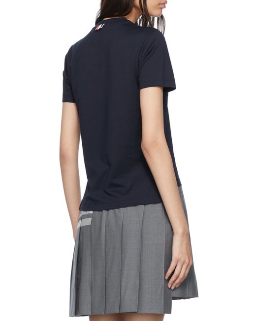Thom Browne Blue Logo Patch Crewneck T-Shirt
