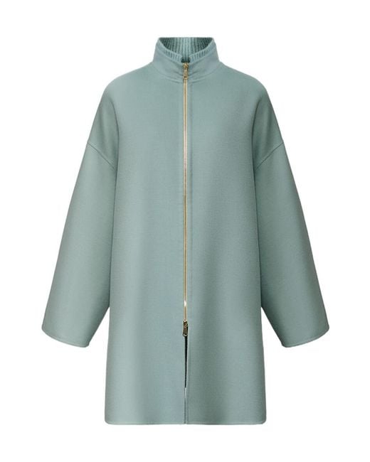 Fabiana Filippi Blue Long-Sleeve Zip-Up Coat