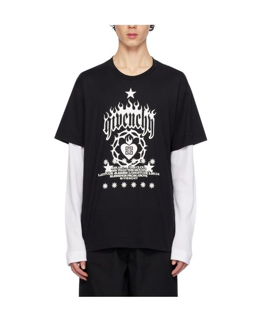 Givenchy Black Logo Printed Layered T-Shirt for men