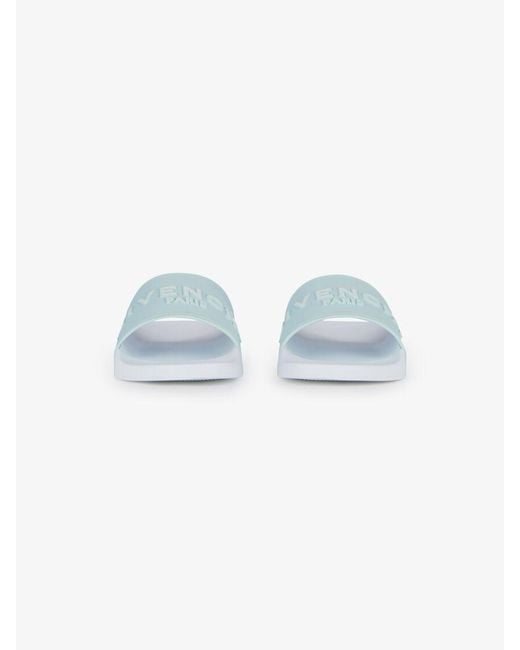 Givenchy White Logo-Embossed Slides