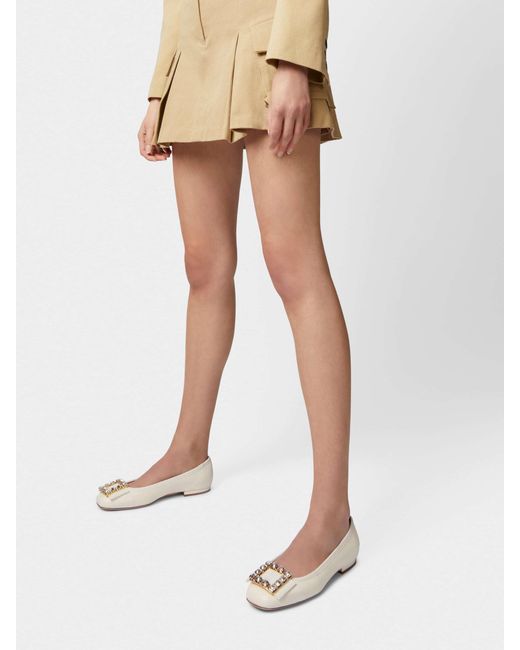 Roger Vivier Natural Embellished Slip-On Ballerinas
