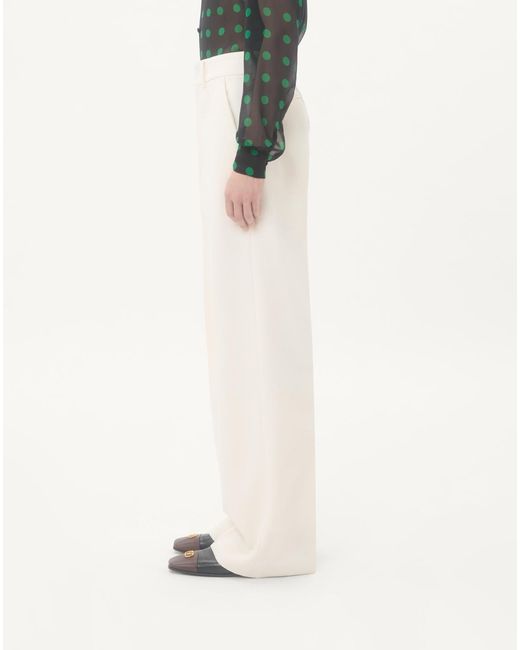 Valentino White Pleat Detailed Wide Leg Pants for men