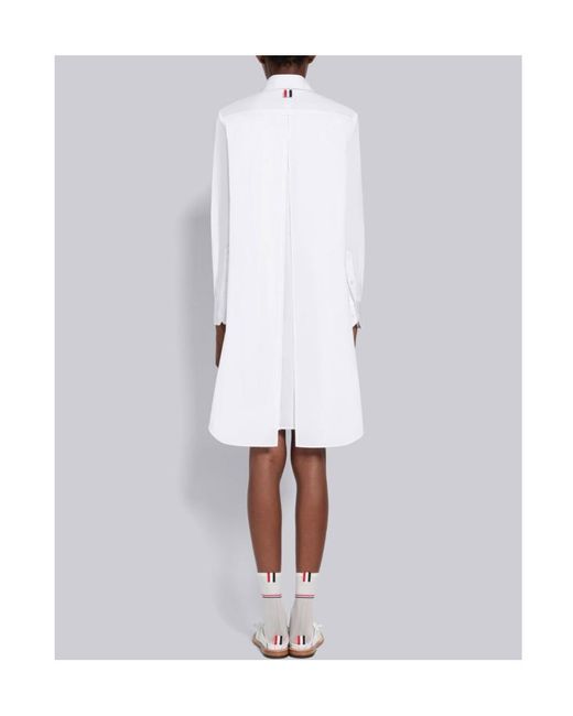 Thom Browne White Collared Button-Up Shirt Dress
