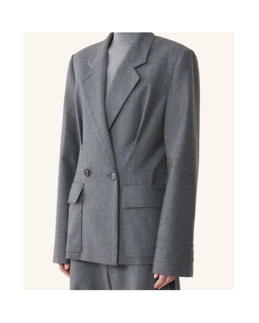 Lanvin Gray Belted Tailored Blazer