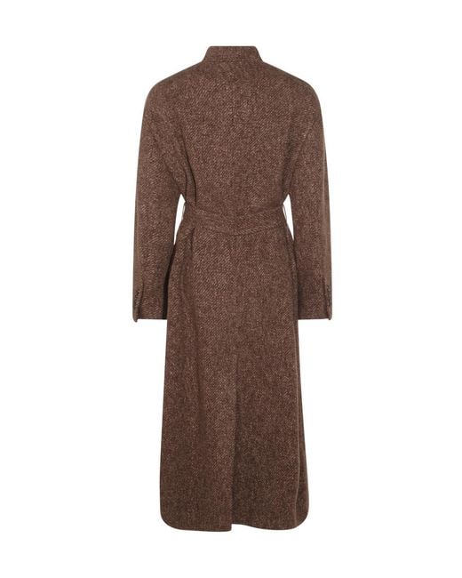 Brunello Cucinelli Brown Single-Breasted Belted Coat