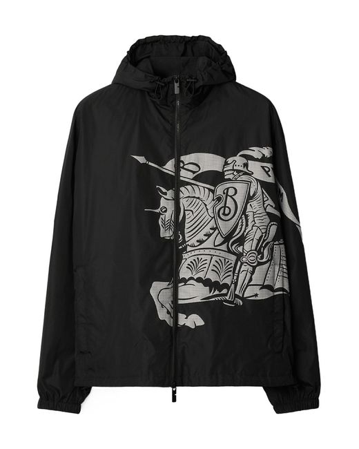 Burberry Black Ekd Lightweight Hooded Zip-Up Jacket for men