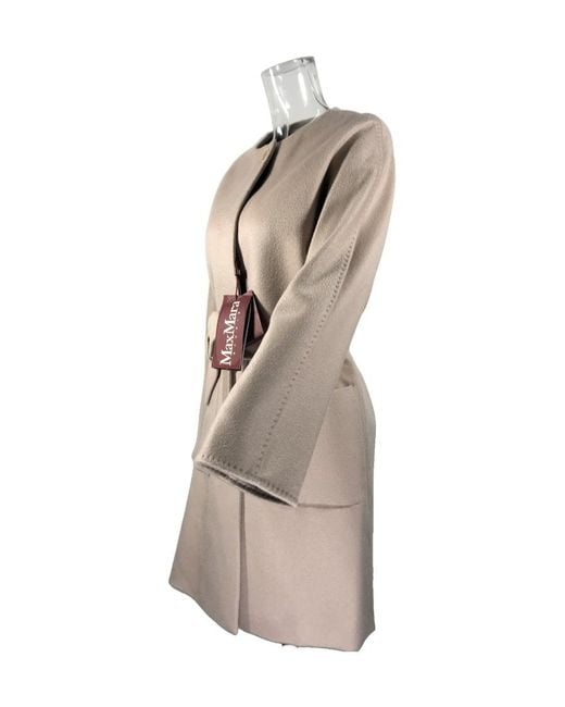 Max Mara Natural Logo Round-Neck Coat